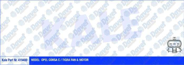 KALE 419400 Fan Motoru Opel Corsa C / Tigra (250w 294mm) (Fan-Motor)